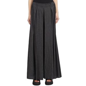 COLLECTION PRIVEE Wide Leg Pleated Full Length Pants Women BLACK